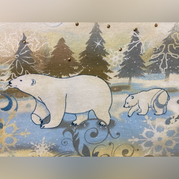 Vintage Kmart! Polar Bear & Cub Winter Embellished Pullover Top 3X EUC! 0155 - Picture 7 of 10